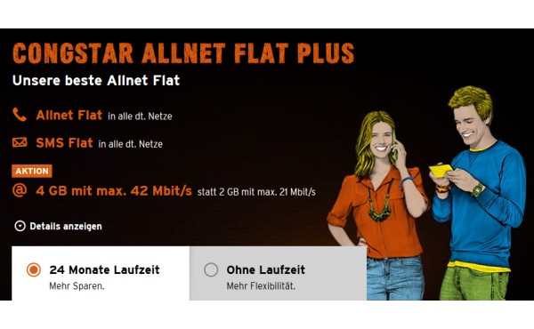 congstar Tarif Allnet Flat Plus im Mai für 25 Euro statt 30 Euro pro Monat