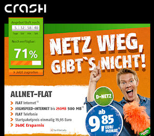 crash-tarife AllNet-Spar-Flat ab 9,85 Euro