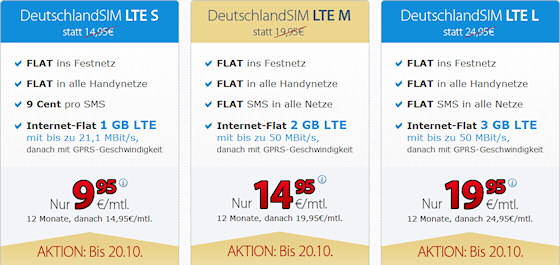 DeutschlandSIM LTE-Tarife im ersten Jahr günstiger