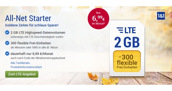 GMX All-Net Starter Tarif für 6,99 Euro/Monat