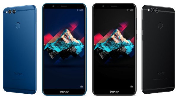 Honor 7X in Blau und Schwarz: Vorder- und Rückseite