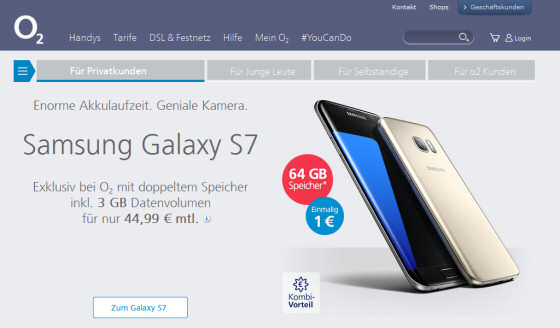Samsung Galaxy S7 und S7 Edge bei Telefónica / O2