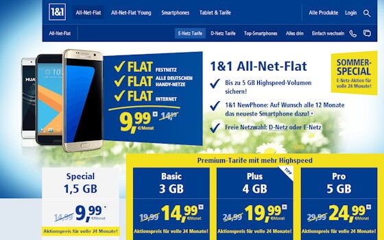1&1 All-Net-Flat Angebote im Juni 2016
