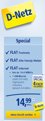 1&1 All-Net-Flat Special jetzt auch im D-Netz