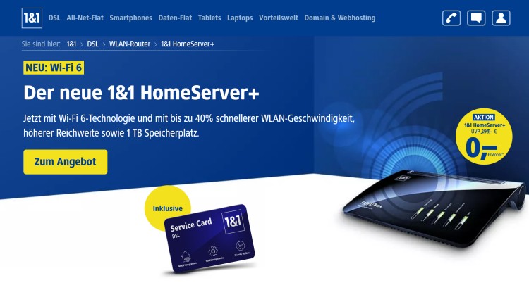 1&1 HomeServer+ mit Wi-Fi 6
