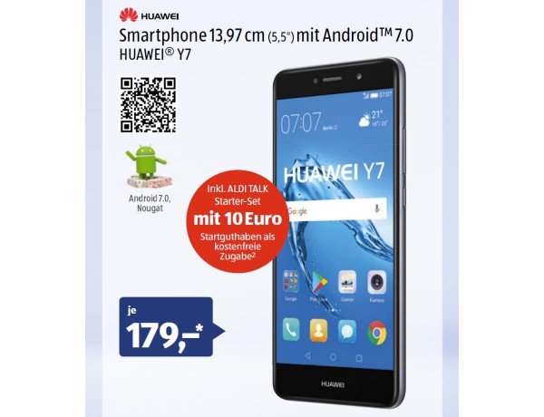 Huawei Y7 Smartphone bei Aldi Süd für 179 Euro