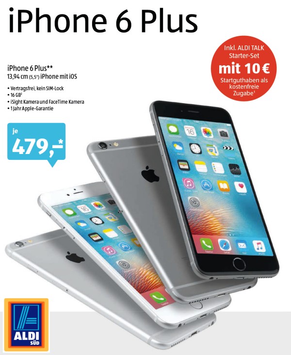 iPhone 6 Plus für 479 Euro bei Aldi Süd