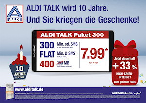 Aldi Talk Paket 300 mit mehr Datenvolumen - Teaser bei Aldi Nord