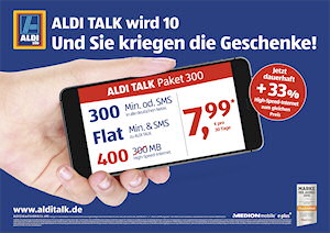 Aldi Talk Paket 300 mit mehr Datenvolumen - Teaser bei Aldi Süd