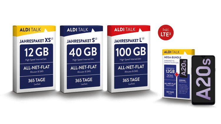 Aldi Talk: Drei neue Jahrespakete mit 12 GB, 40 GB und 100 GB