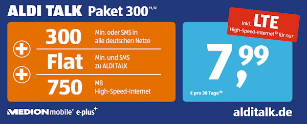 Aldi Talk Paket 300 - mit LTE