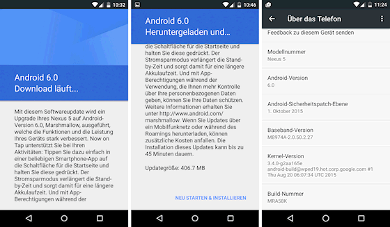 Android 6.0 Marshmallow Update auf Nexus 5