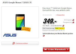 Google Nexus 7 Tablet bei Mediamarkt