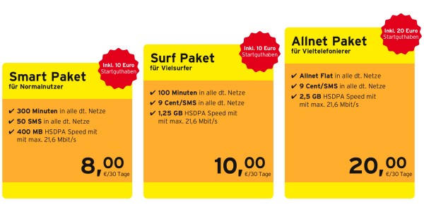 Neue Preise für congstar Prepaid Surf und Allnet Pakete