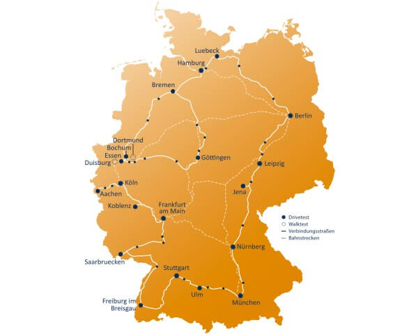 connect Netztest - Route in Deutschland