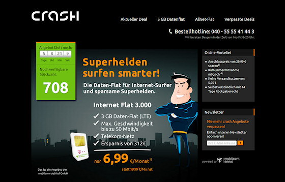 crash-tarife: 3 GB LTE-Datenflat im Telekom-Netz für 6,99 Euro