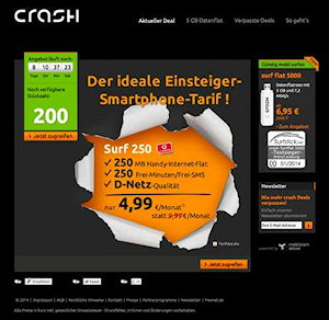 crash Tarife Angebot mit 250 Einheiten und 250 MB für 4,99 Euro