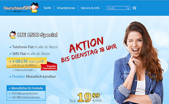 DeutschlandSIM LTE 1500 Special Tarifaktion
