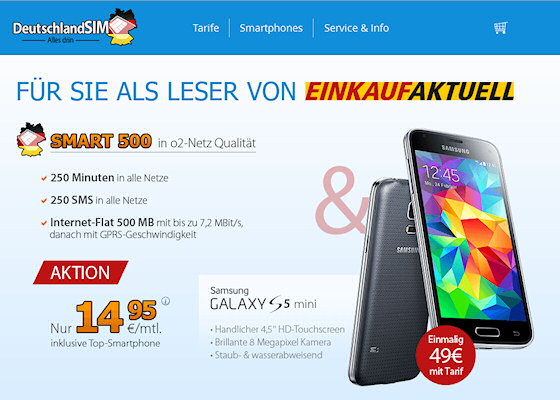 DeutschlandSIM Smart 500 Angebot für Einkaufaktuell Leser