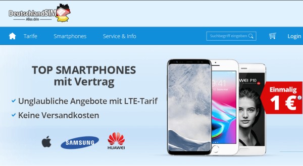 Smartphones mit Vertrag bei DeutschlandSIM