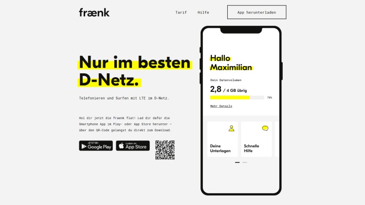 fraenk - Mobilfunktarif der Telekom per App buchbar