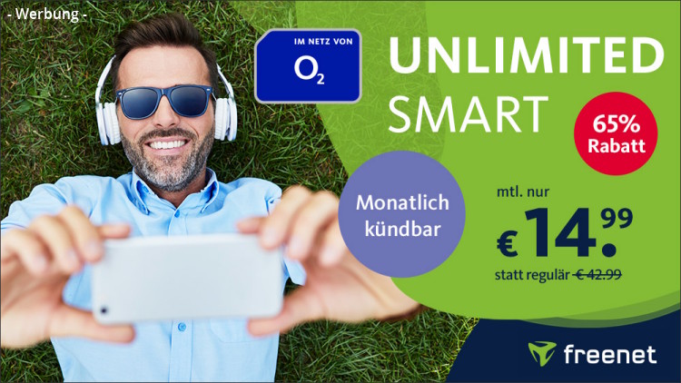 freenet: O2 Unlimited Smart Tarif für nur 14,99 Euro