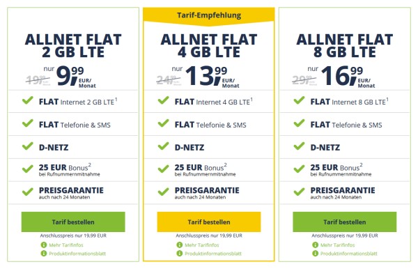 freenet Mobile Allnet Flat Tarife (01.07.2019)