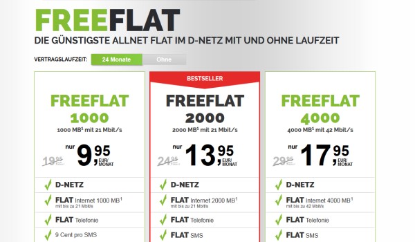 freenetmobile freeFLAT Tarife ab 15.02.2017