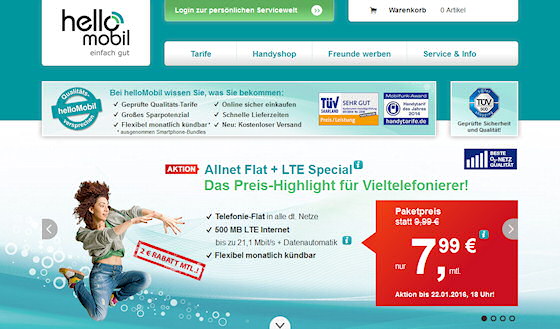 helloMobil Allnet-Flat + LTE Aktionstarif