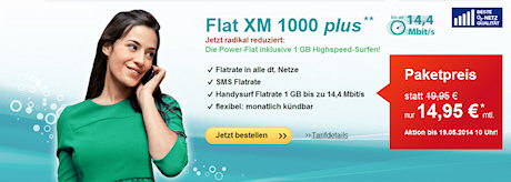 helloMobil Flat XM 1000 Aktion (Screenshot: hellombil.de) helloMobil Flat XM 1000 Aktion
