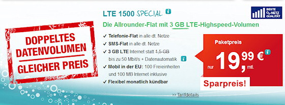 helloMobil: Allnet-Flatrate mit 3 GB LTE-Daten für 19,99 Euro