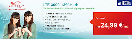 helloMobil LTE 3000 Angebot mit 6 GB Datenvolumen