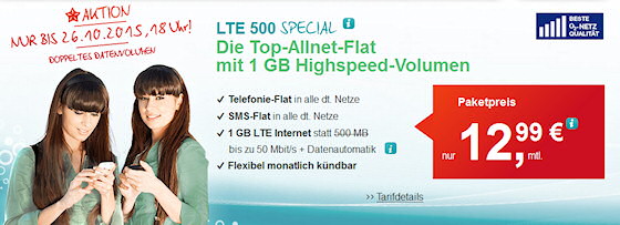 helloMobil LTE 500 Special Tarif mit 1 GB LTE-Daten