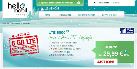 helloMobil: Allnet-Flat mit 6 GB LTE-Daten und MultiCard für 29,99 Euro