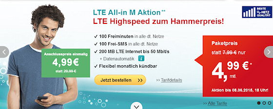 helloMobil: Frei-Minuten und -SMS sowie 200 MB LTE für dauerhaft 4,99 Euro