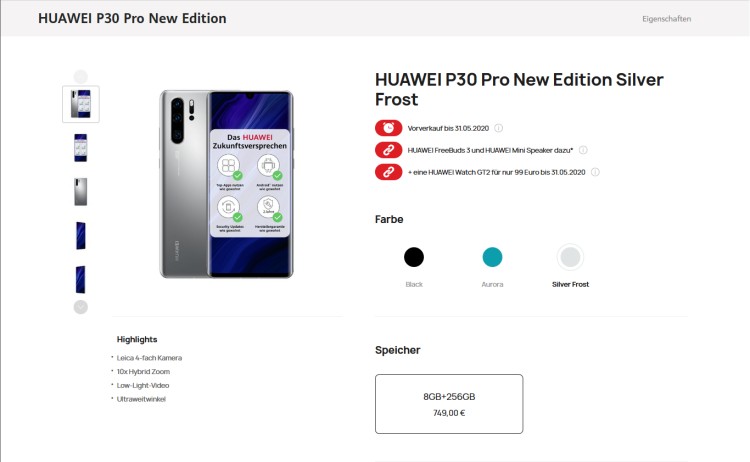 Huawei P30 Pro New Edition vorbestellbar