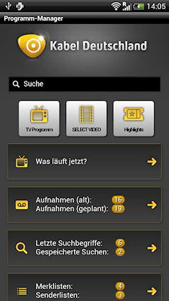 Kabel Deutschland Programm-Manager App