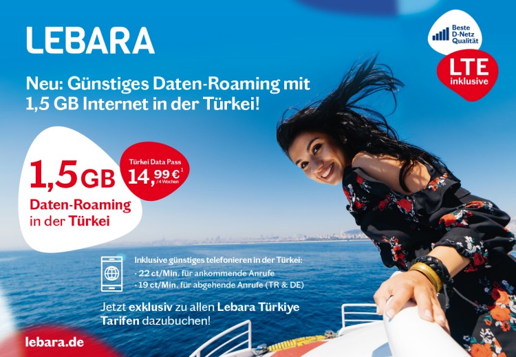 Lebara: Neues 1,5 GB-Daten-Roaming-Paket für die Türkei