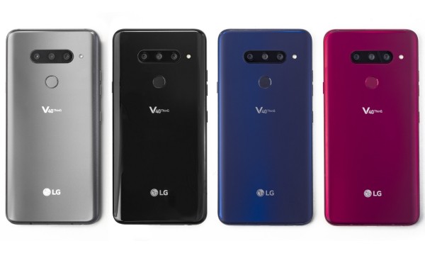 LG V40 ThinQ mit drei Kameras auf der Rückseite LG V40 ThinQ in vier Farben