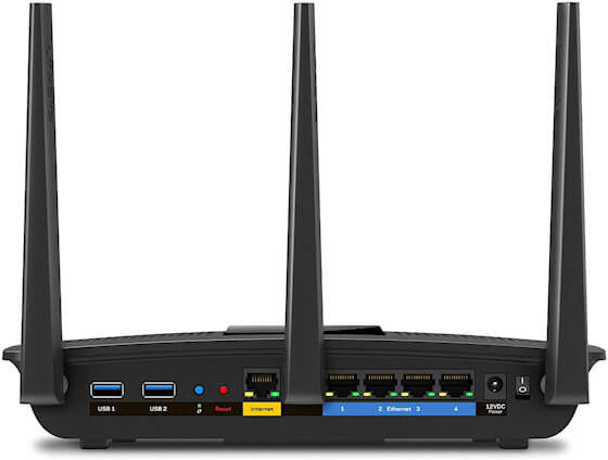 Anschlüsse des Linksys Max-Stream AC1900 MU-MIMO Gigabit Wi-Fi Router (EA7500)