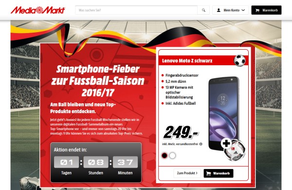 MediaMarkt Aktion: Lenovo Moto Z für 249 Euro