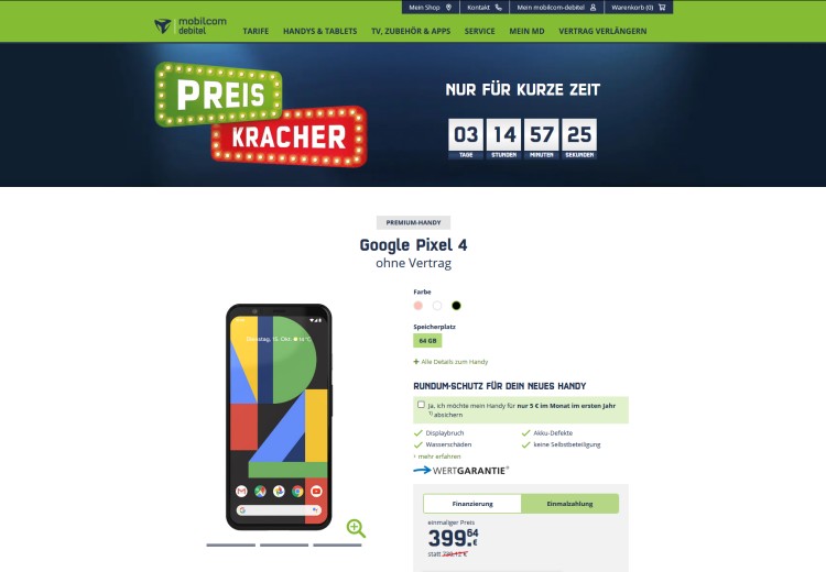 mobilcom-debitel Preiskracher: Google Pixel 4