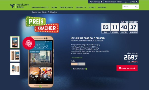 mobilcom-debitel Preiskracher am 21. Mai: HTC One M9
