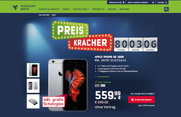 mobilcom-debitel Preiskracher: iPhone 6s