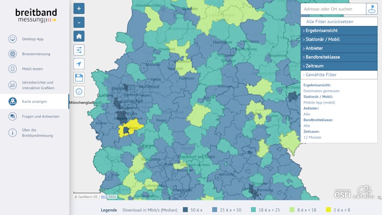 Aktualisierte Funklochkarte (Ausschnitt) mit weiteren Filtern nach Region, Technologien, Netzbetreibern und Zeiträumen (Karte: Bundesnetzagentur; Screenshot: tarif4you.de) Aktualisierte Funklochkarte mit weiteren Filtern nach Region, Technologien, Netzbetreibern und Zeiträumen