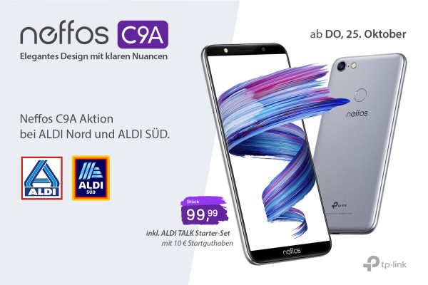 Einsteiger-Smartphone Neffos C9A im Angebot bei ALDI