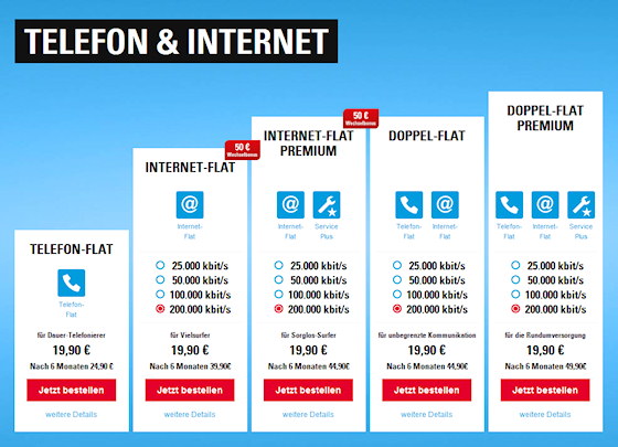 NetColgone: Neue Internet- und Telefon Pakete mit bis zu 200 MBit/s