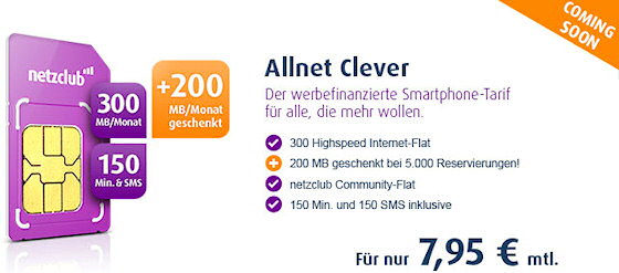 netzclub startet Allnet Clever Tarif