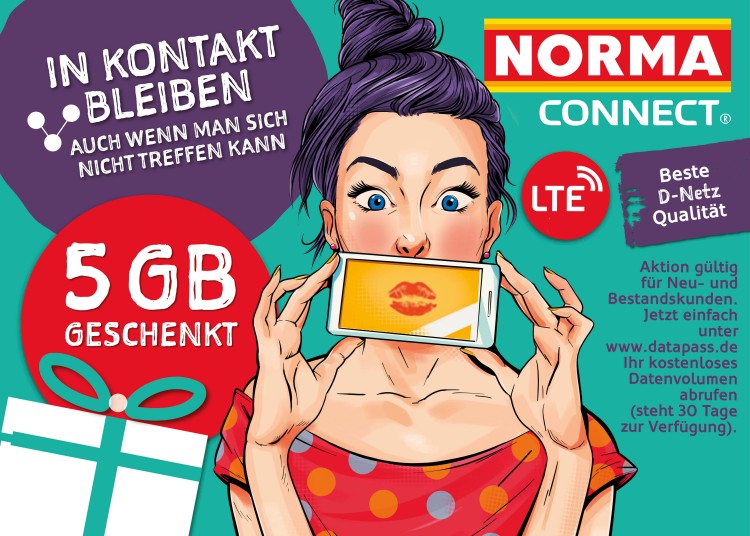 5 GB Gratis-Datenvolumen für Norma Conect Kunden (Bild: obs/NORMA) 5 GB Gratis-Datenvolumen für Norma Conect Kunden