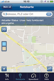 o2 Live Check App: Netz Karte